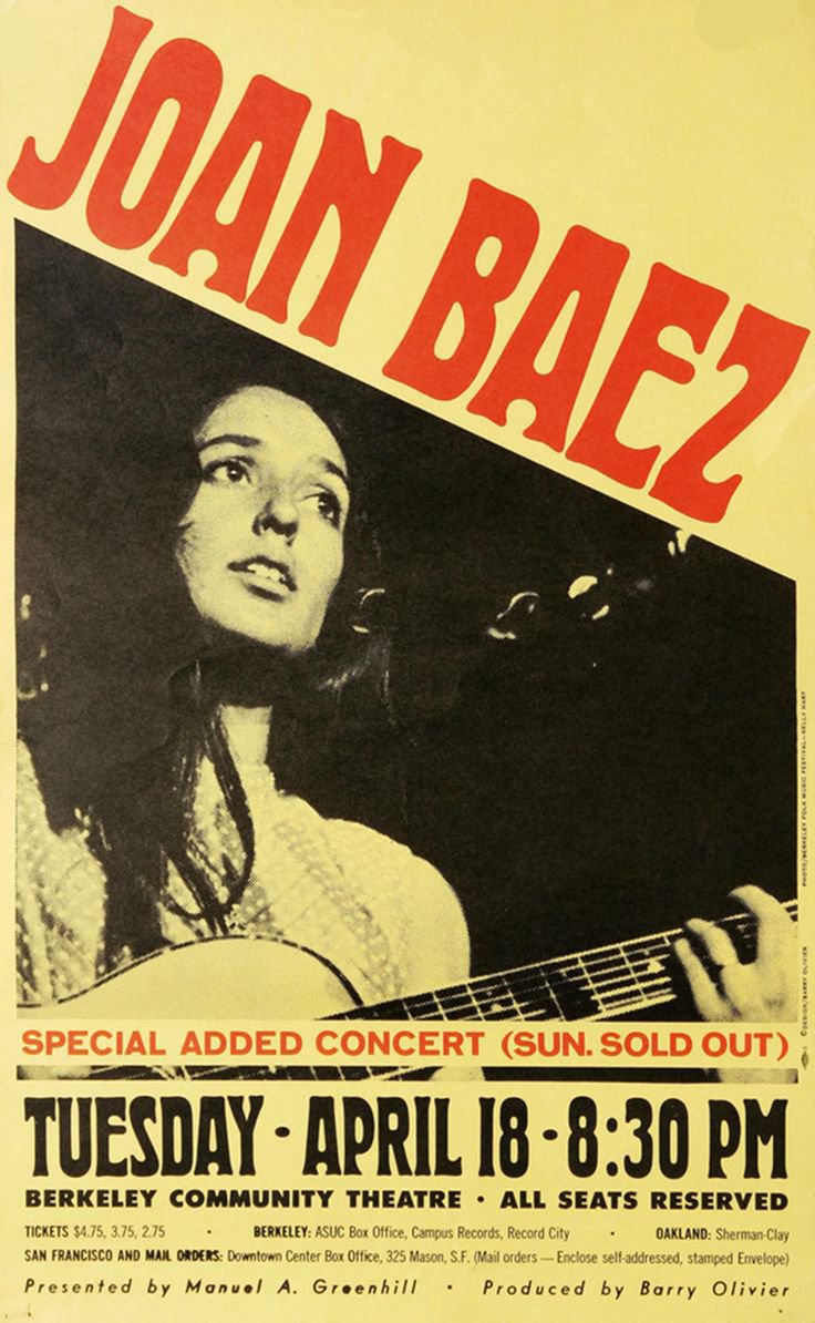 Joan Baez Concert 13"x19" (32cm/49cm) Polyester Fabric Poster