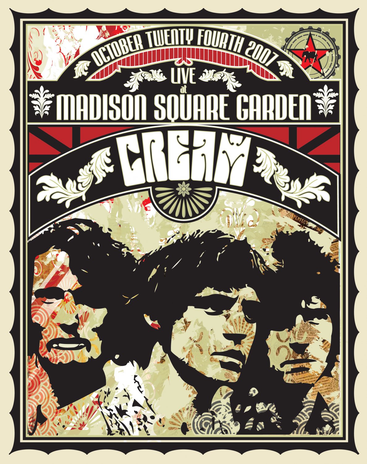 Cream Madison Square Garden Concert 13"x19" (32cm/49cm) Polyester Fabric Poster