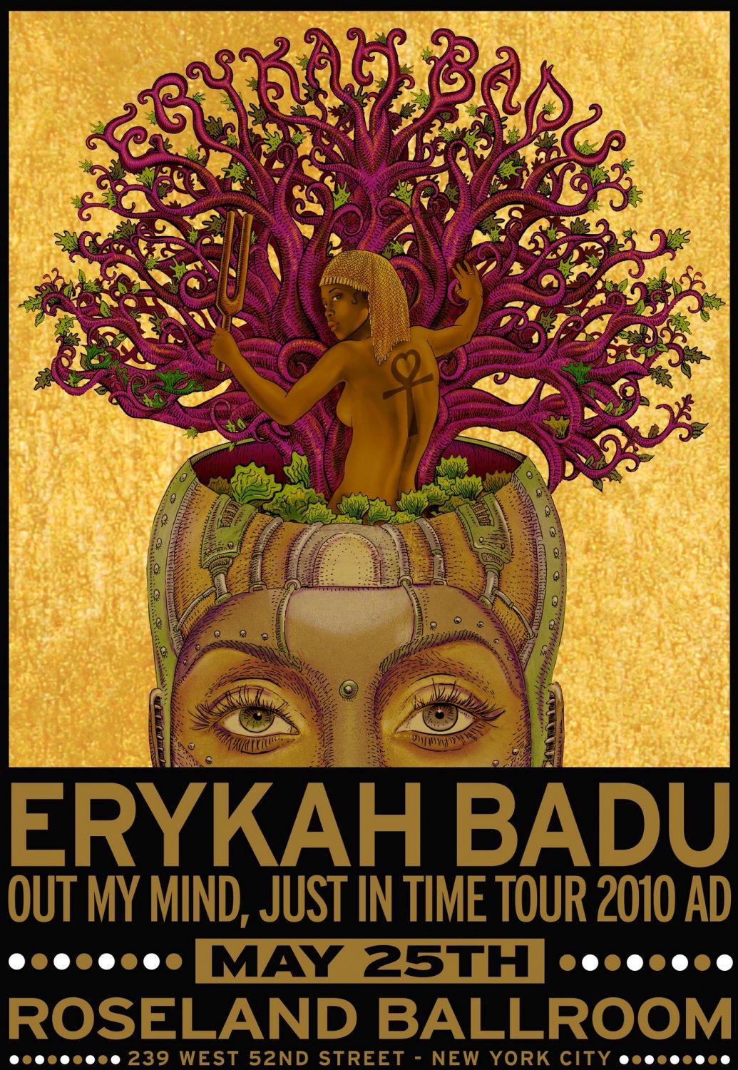 Erykah Badu Out my mind Just in time World Tour Concert 13"x19" (32cm/49cm) Polyester Fabric Poster