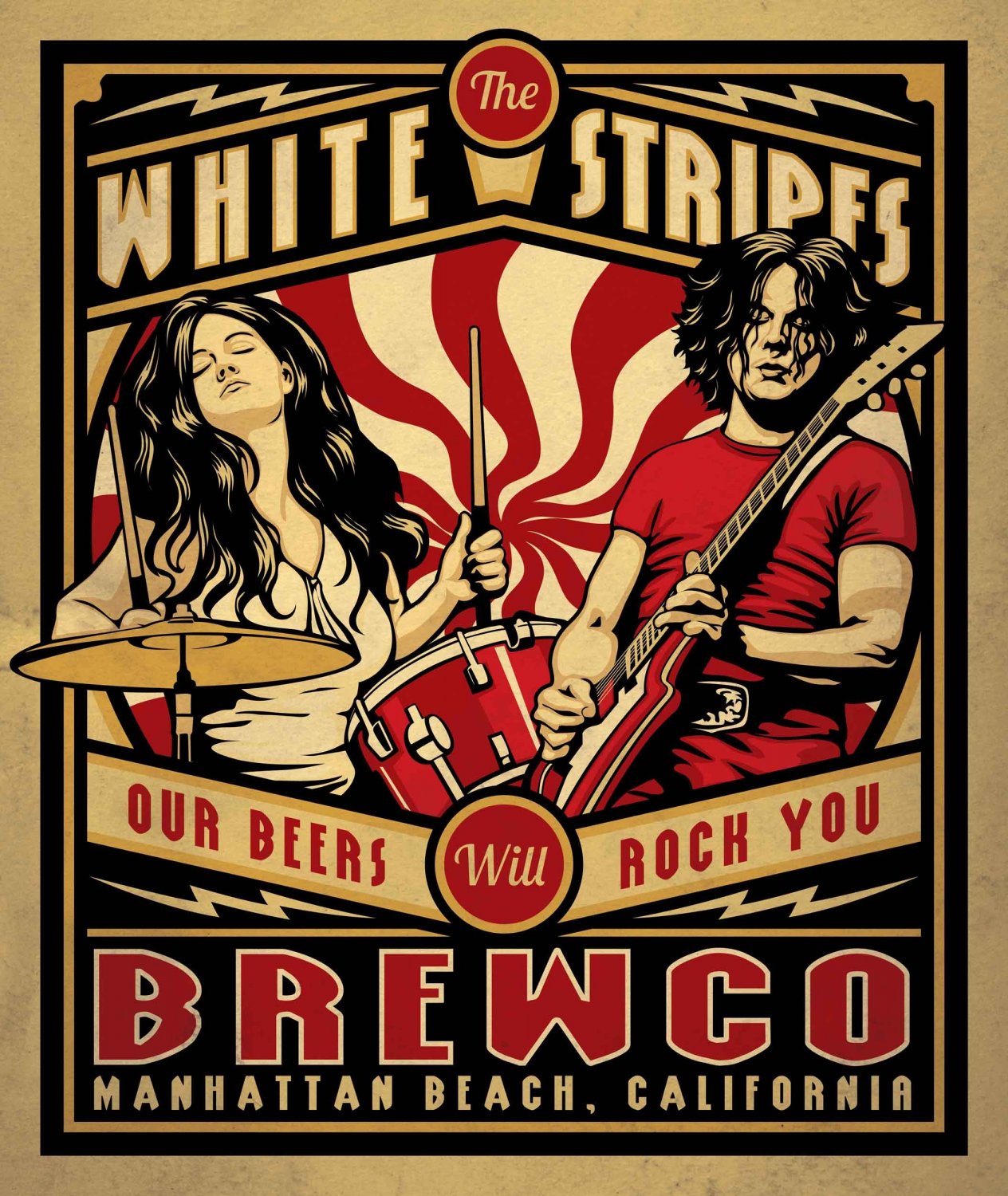 The White Stripes Our Beers Will Rock You Brewco Concert 13"x19" (32cm/49cm) Polyester Fabric Poster