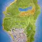 Grand Theft Auto 5 Los Santos County Map 13"x19" (32cm/49cm) Polyester Fabric Poster