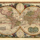 Antique World Map 18"x28" (45cm/70cm) Canvas Print