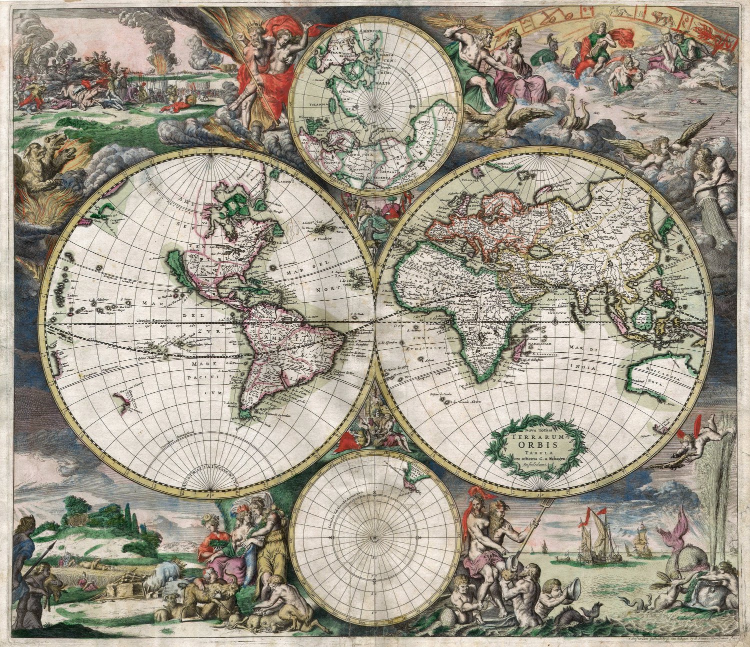 Large Detailed Antique Political Map of the World  18"x28" (45cm/70cm) Poster