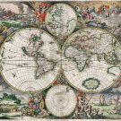 Large Detailed Antique Political Map of the World  18"x28" (45cm/70cm) Canvas Print