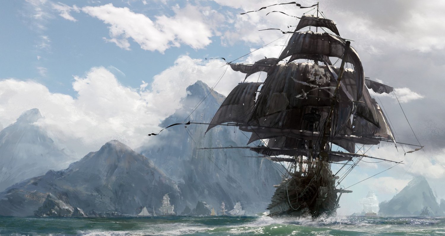 Skull and Bones Pirate Ship Game 18"x28" (45cm/70cm) Poster