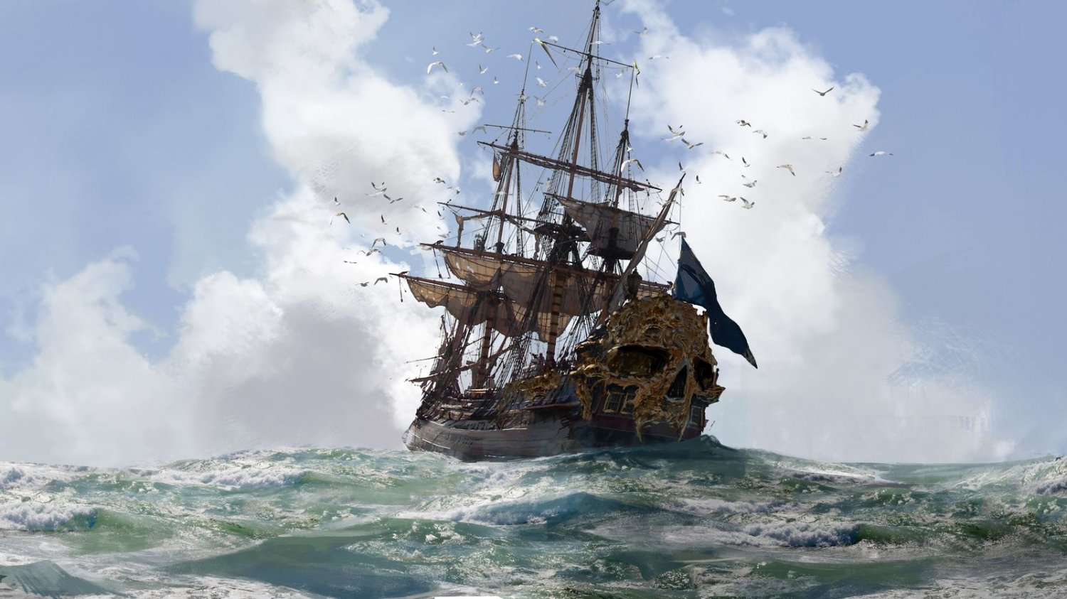 Skull and Bones Pirate Ship Game 18"x28" (45cm/70cm) Canvas Print