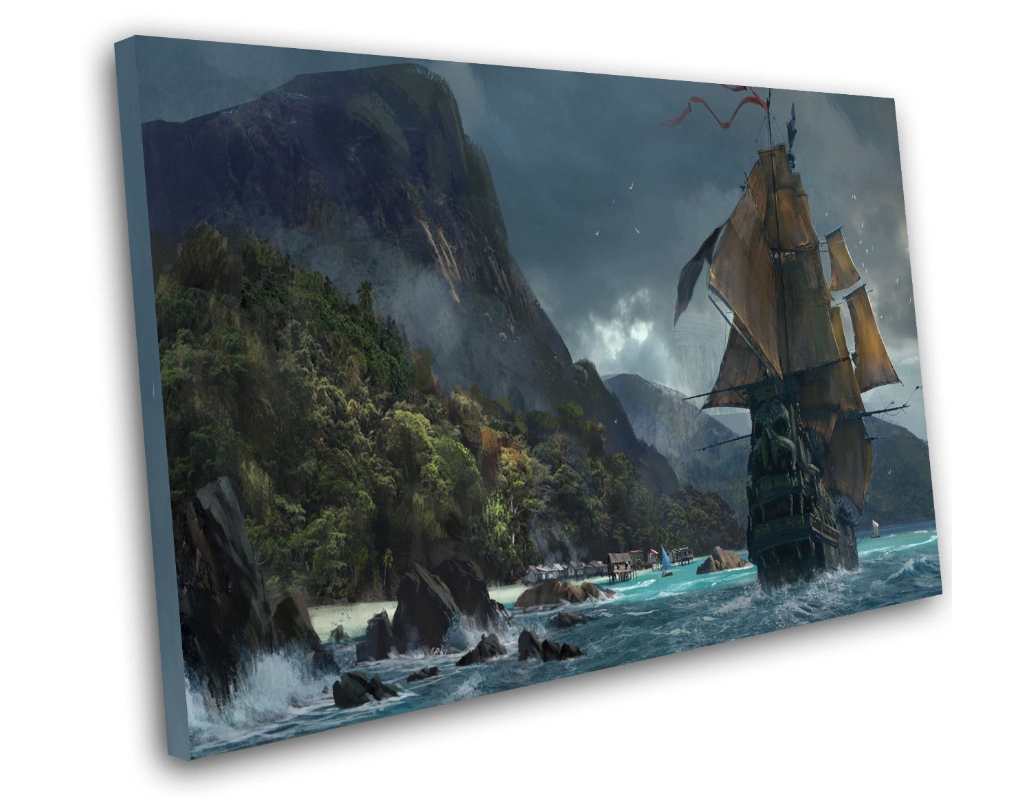 Skull and Bones Pirate Ship Game 12"x16" (30cm/40cm) Canvas Print