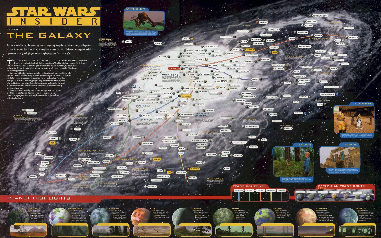 Star Wars Insider The Galaxy Chart Map 22"x32" (57cm/83cm) Canvas Print