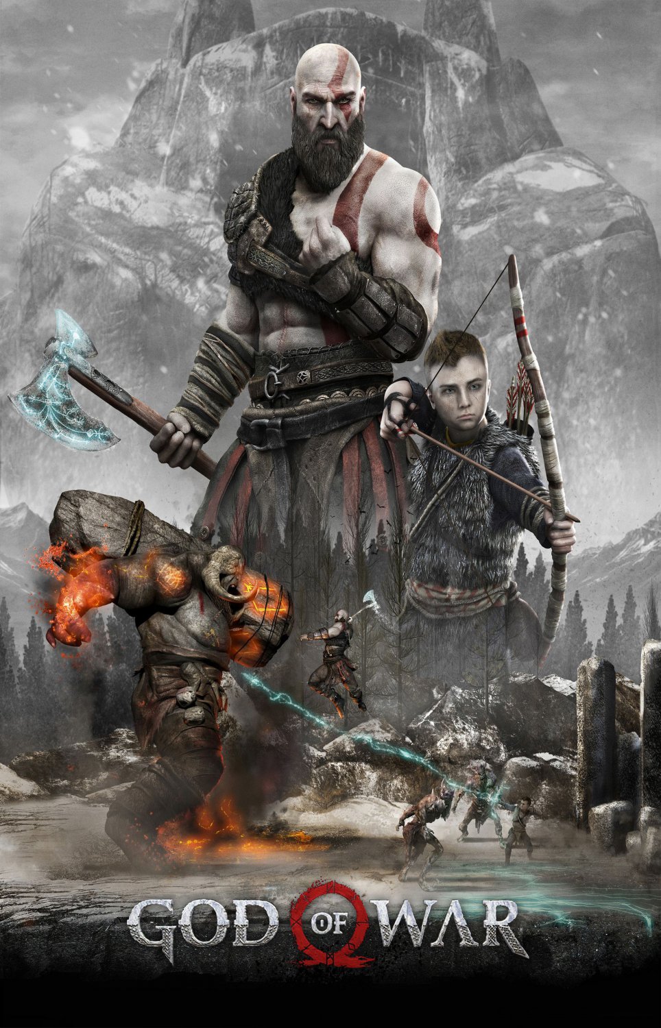 God of War Kratos and Atreus   13"x19" (32cm/49cm) Polyester Fabric Poster