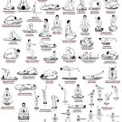 Ananda Marga Yoga Asanas Chart 13"x19" (32cm/49cm) Polyester Fabric Poster