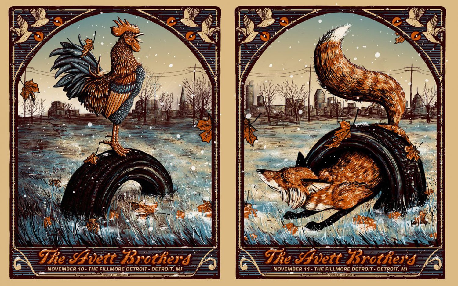 The Avett Brothers Concert 13"x19" (32cm/49cm) Polyester Fabric Poster