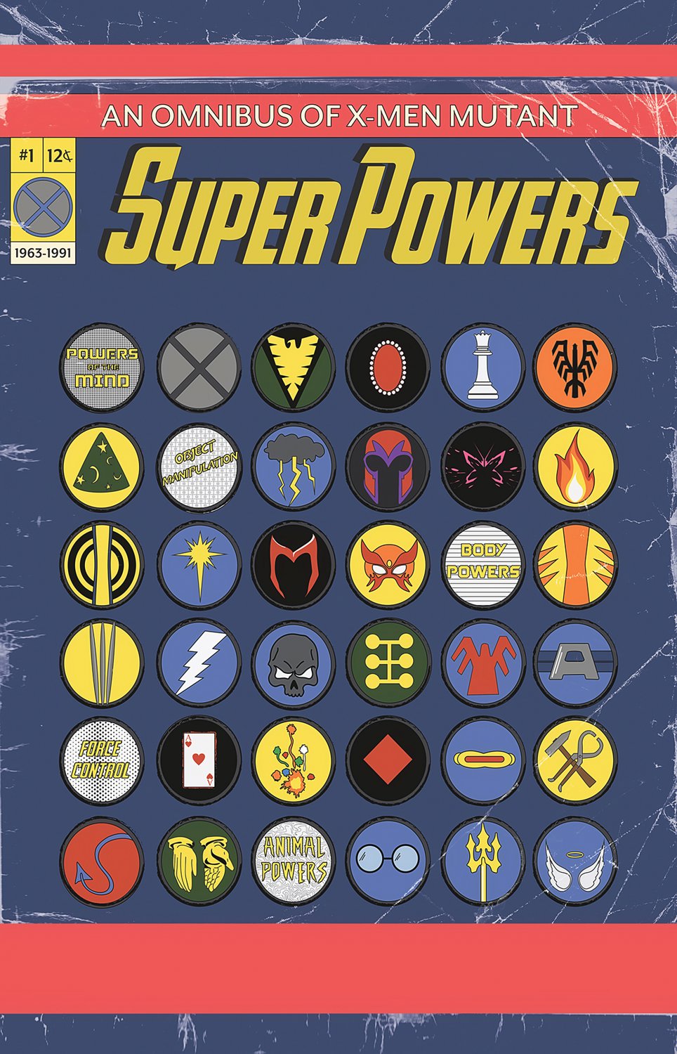 Omnibus of X-men Mutant SuperPowers Chart  18"x28" (45cm/70cm) Canvas Print