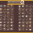Around the World in 80 Coffees  13"x19" (32cm/49cm) Polyester Fabric Poster