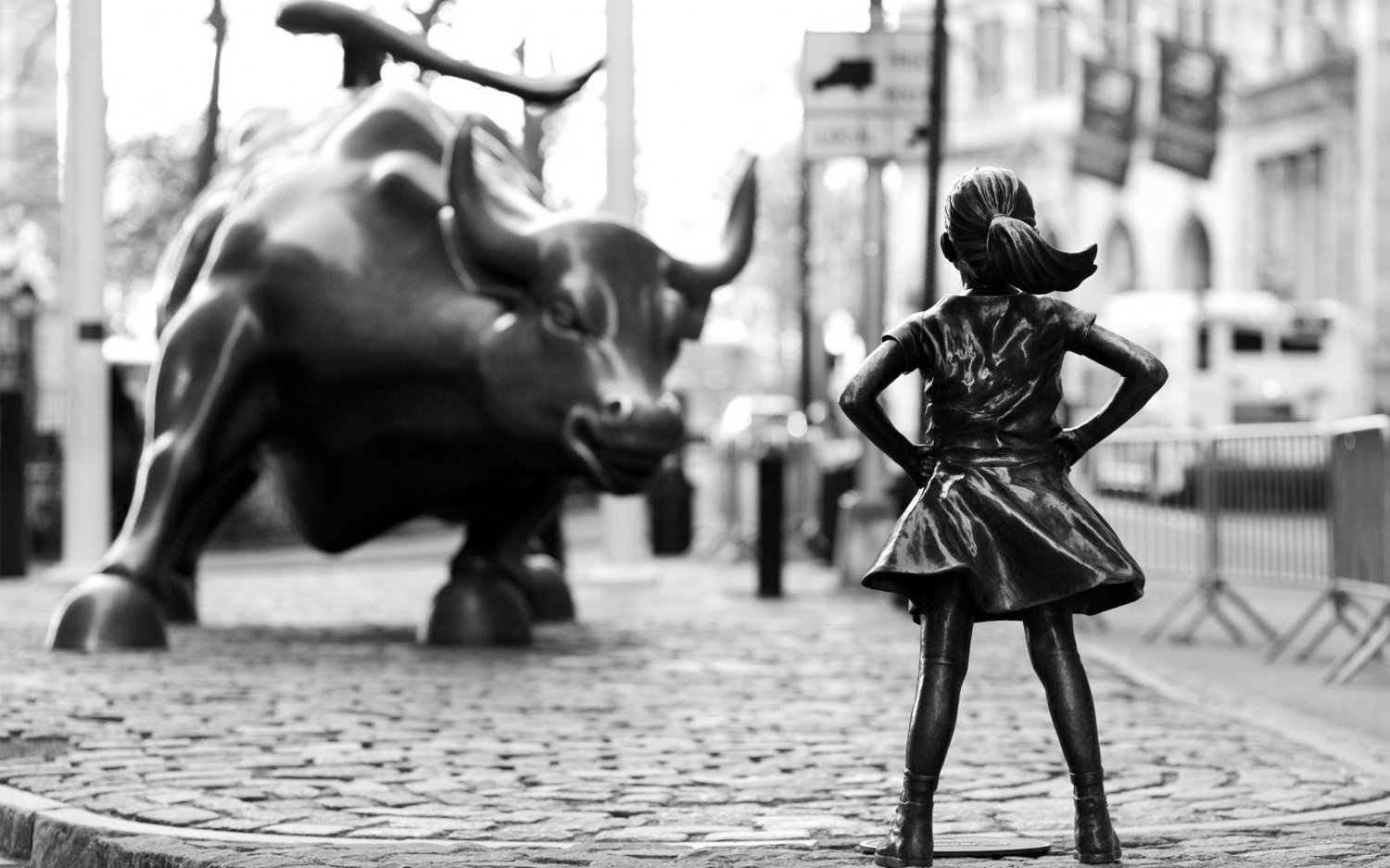 Fearless Girl Bull Statue Wall Street 8"x12" (20cm/30cm) Satin Photo Paper Poster