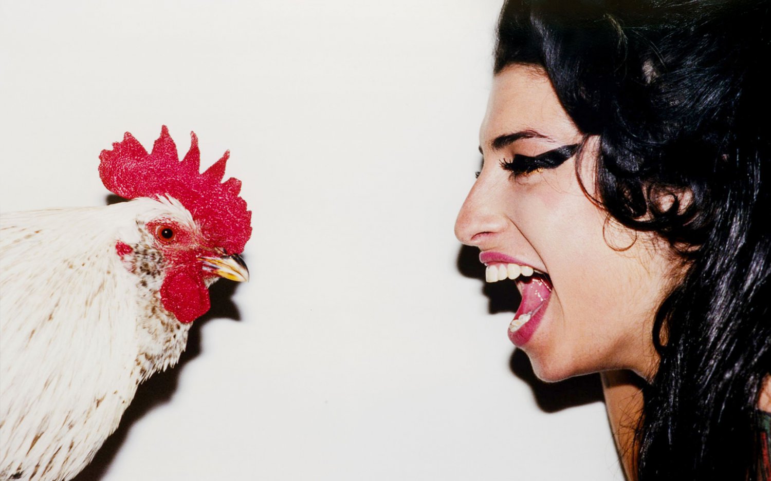 Amy Winehouse with a Chicken 24"x35" (60cm/90cm) Canvas Print