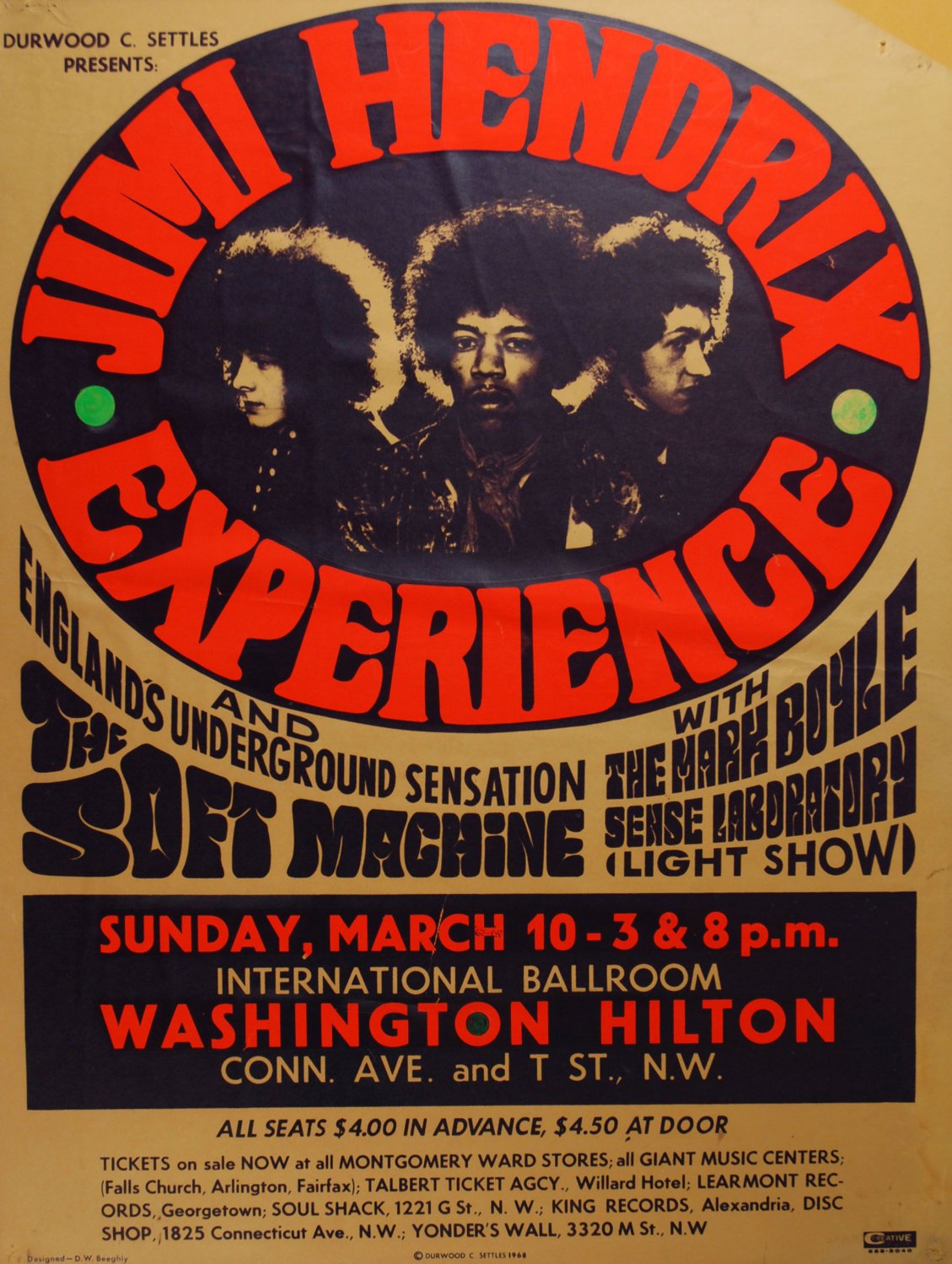 Jimi Hendrix Experience Concert Tour 24"x35" (60cm/90cm) Canvas Print