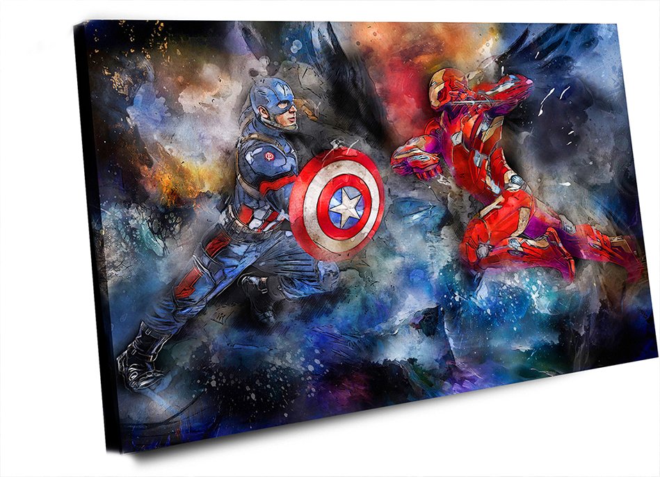 Civil War Captain America Iron Man 15"x23" (37cm/59cm)  Wrapped Canvas Print