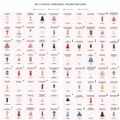 80 Iconic Dresses from Movies  24"x24" (60cm/60cm) Canvas Print