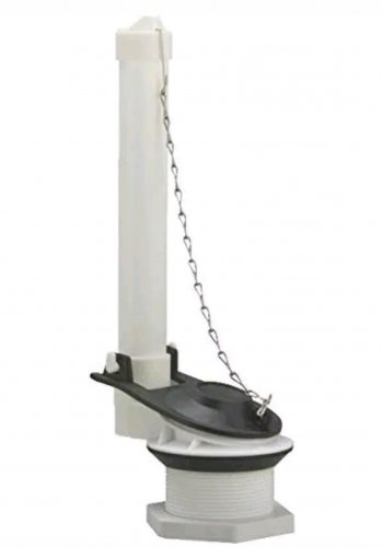 Universal Plastic Flush Valve 2-1/4" OD With Flapper & Chain by Pasco # 1029
