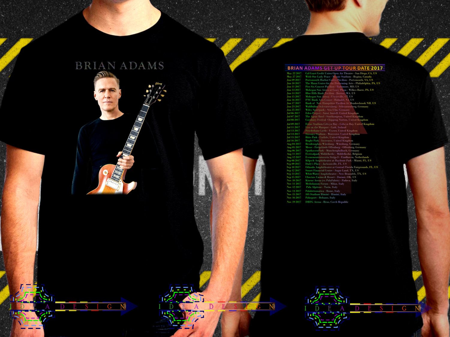 Brian Adams Get Up Tour Dates 2017 Black Concert T Shirt S to 3XL A2
