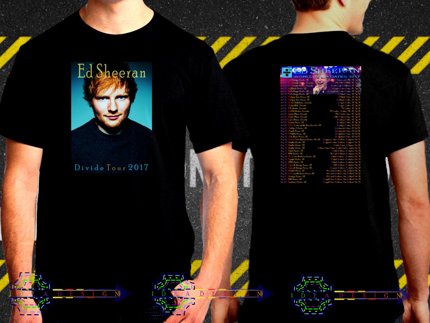 Ed Sheeran Divide Tour Date 2017  Black Concert T Shirt S to 3XL A42