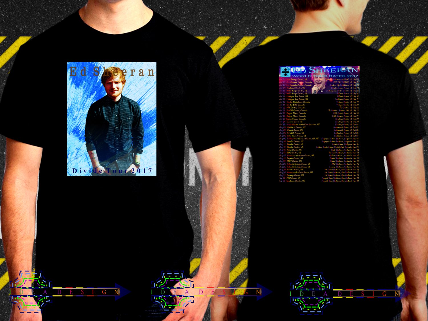 Ed Sheeran Divide Tour Date 2017  Black Concert T Shirt S to 3XL A43