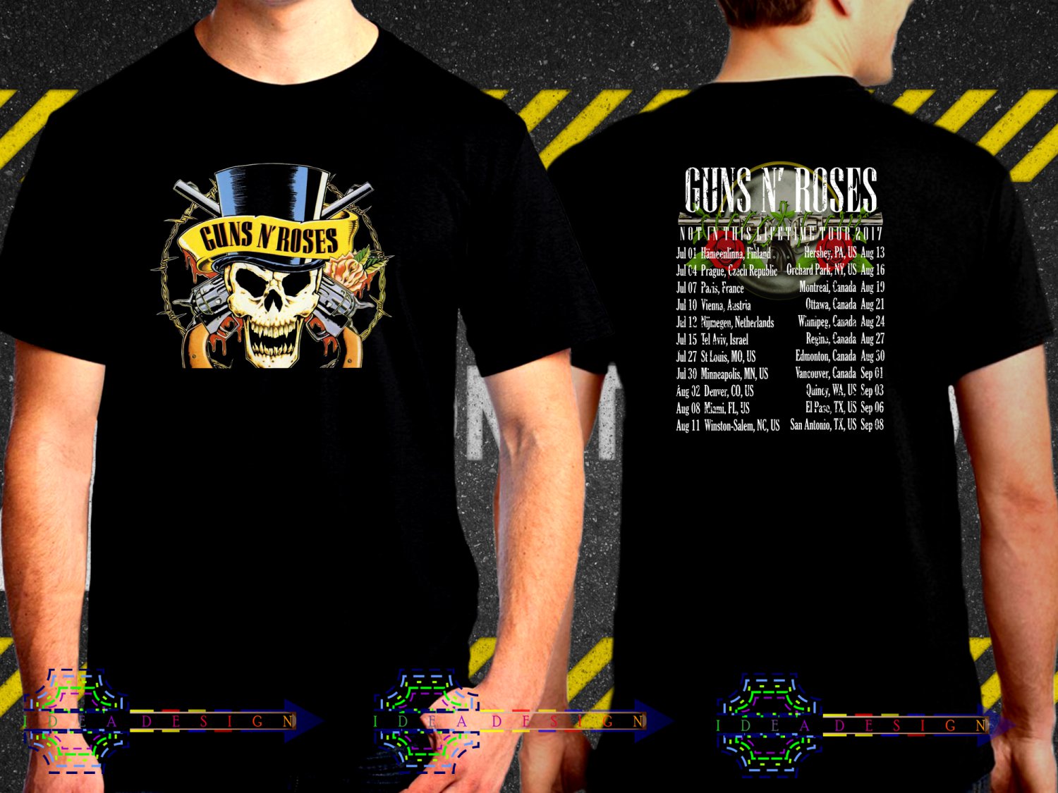 Guns N Roses Not In This Lifetime Tour Date 2017 Black Concert T-Shirt S to 3XL GNR5