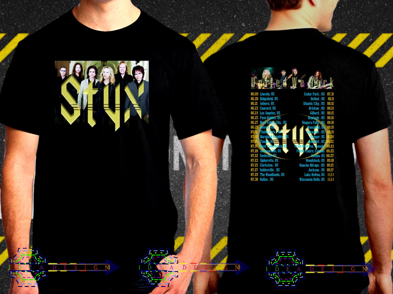 Styx United We Rock Tour Date 2017  Black Concert T-Shirt S to 3XL Styx1