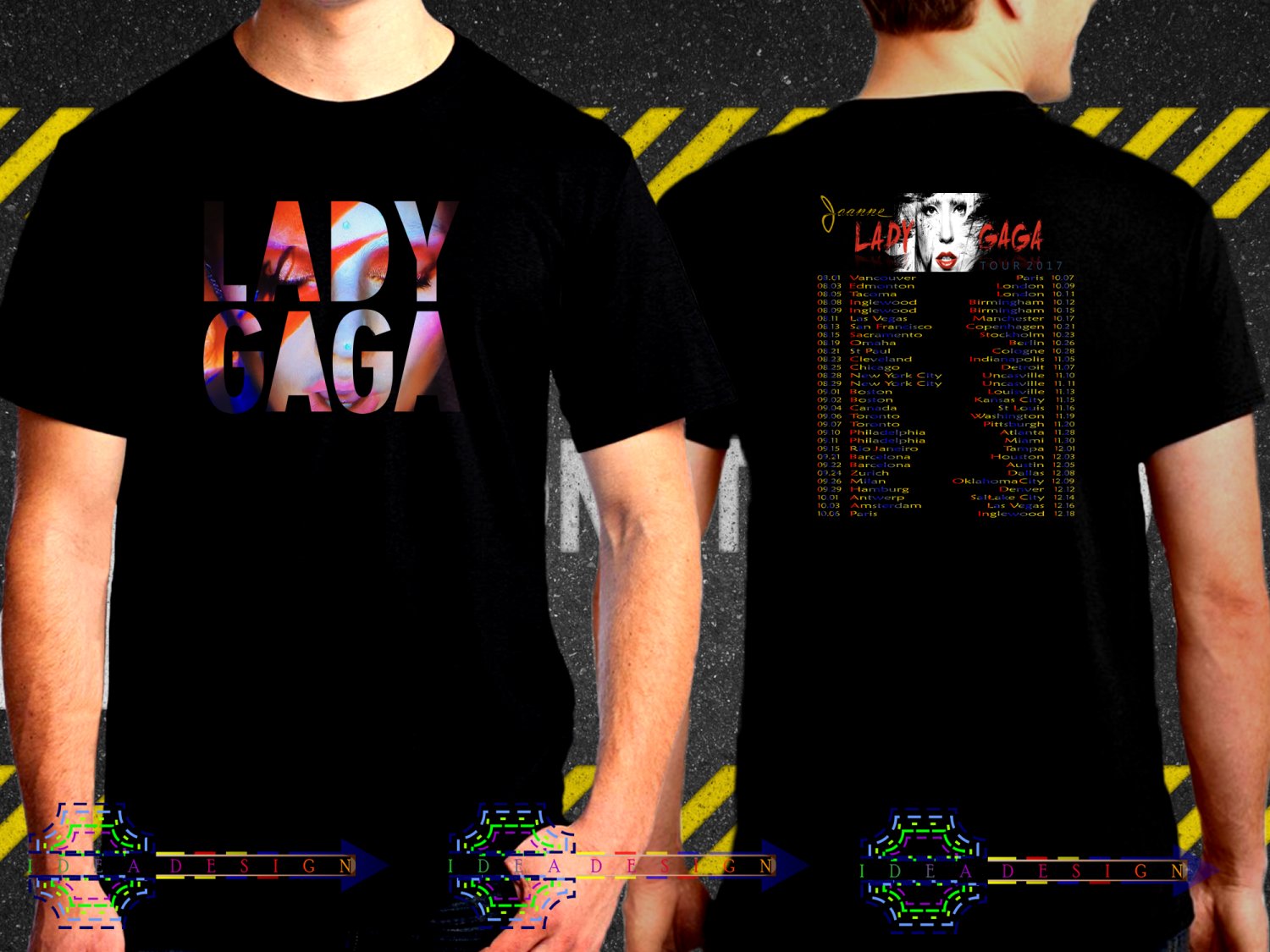 Lady Gaga Joanne Tour Date 2017  Black Concert T-Shirt S to 3XL Lag1