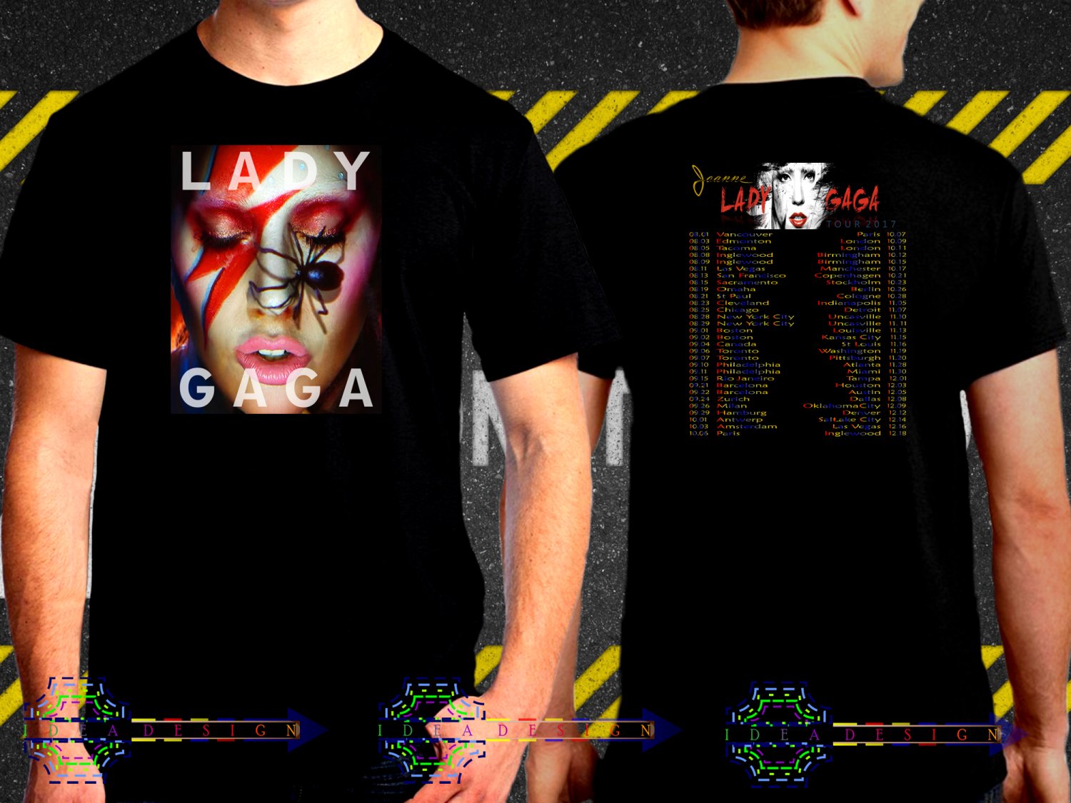 Lady Gaga Joanne Tour Date 2017  Black Concert T-Shirt S to 3XL Lag2