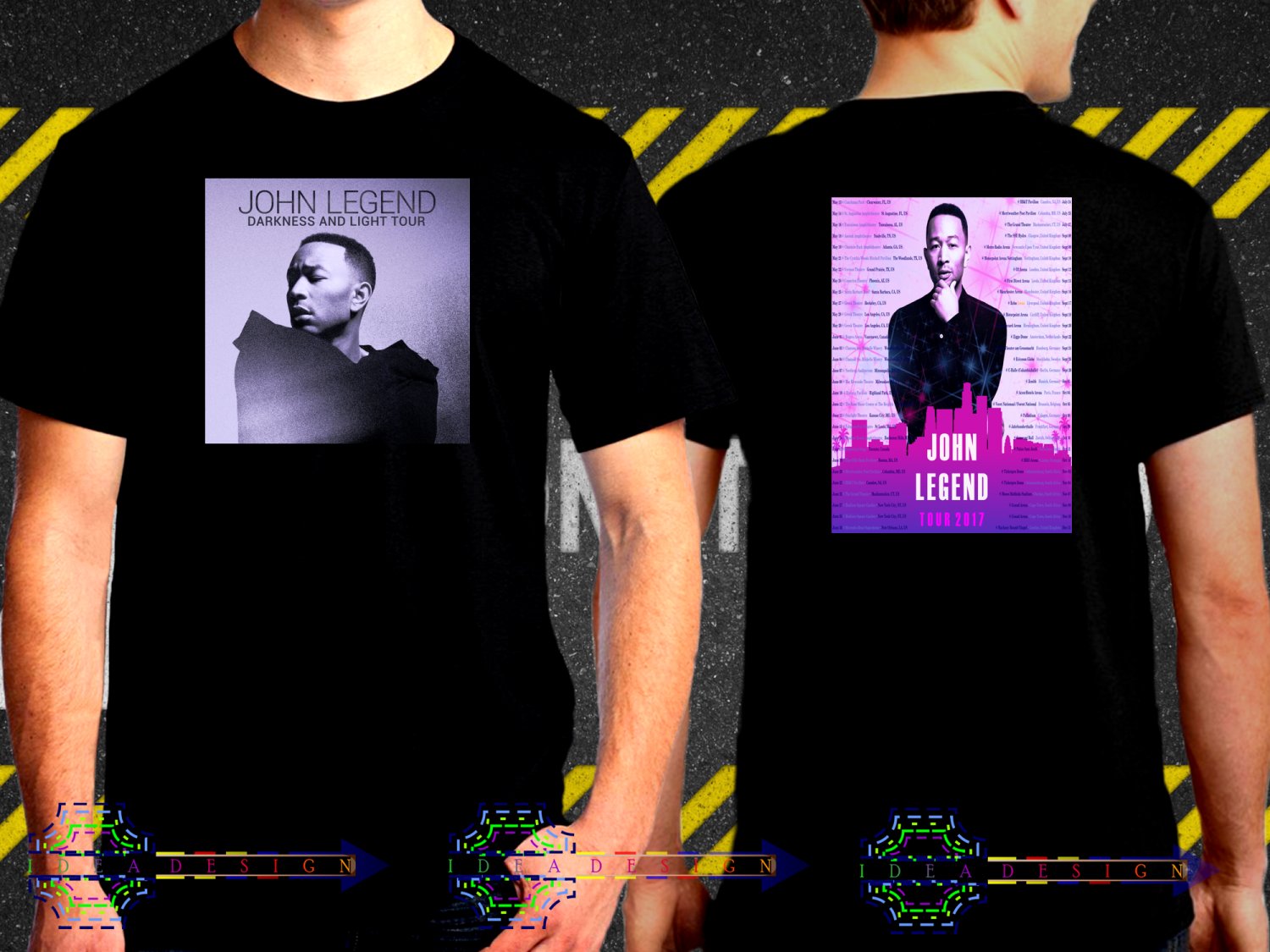 John Legend Darkness and Light Tour Date 2017  Black Concert T-Shirt S to 3XL JL2