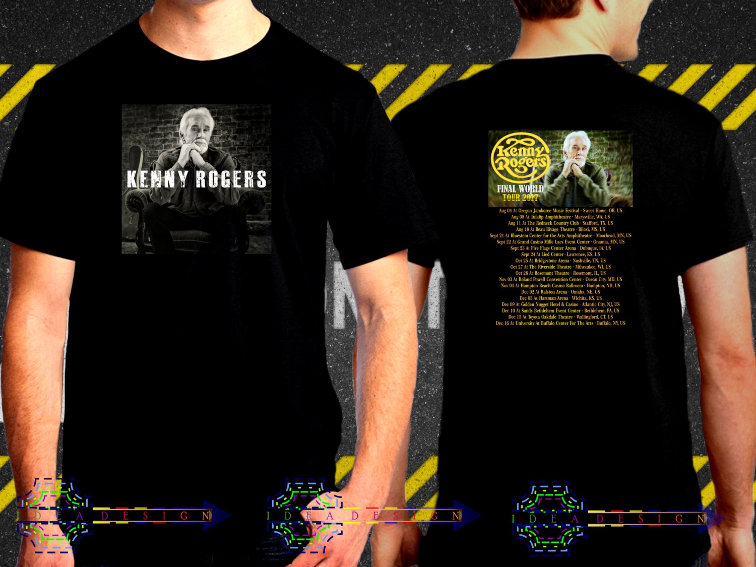 Kenny Rogers Tour Date 2017  Black Concert T-Shirt S to 3XL Kenny4