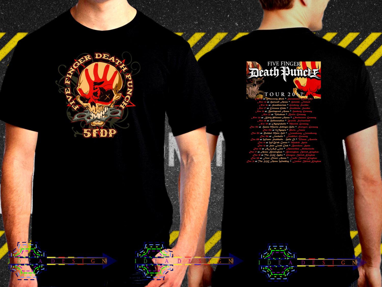 Five Finger Death Punch Tour Date 2017  Black Concert T-Shirt S to 3XL FFDP2