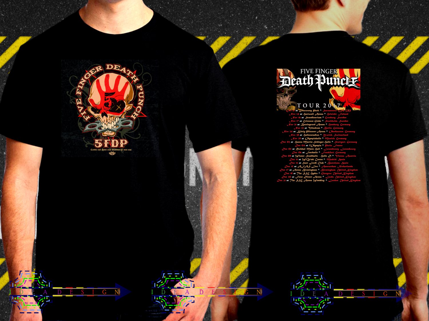Five Finger Death Punch Tour Date 2017  Black Concert T-Shirt S to 3XL FFDP3