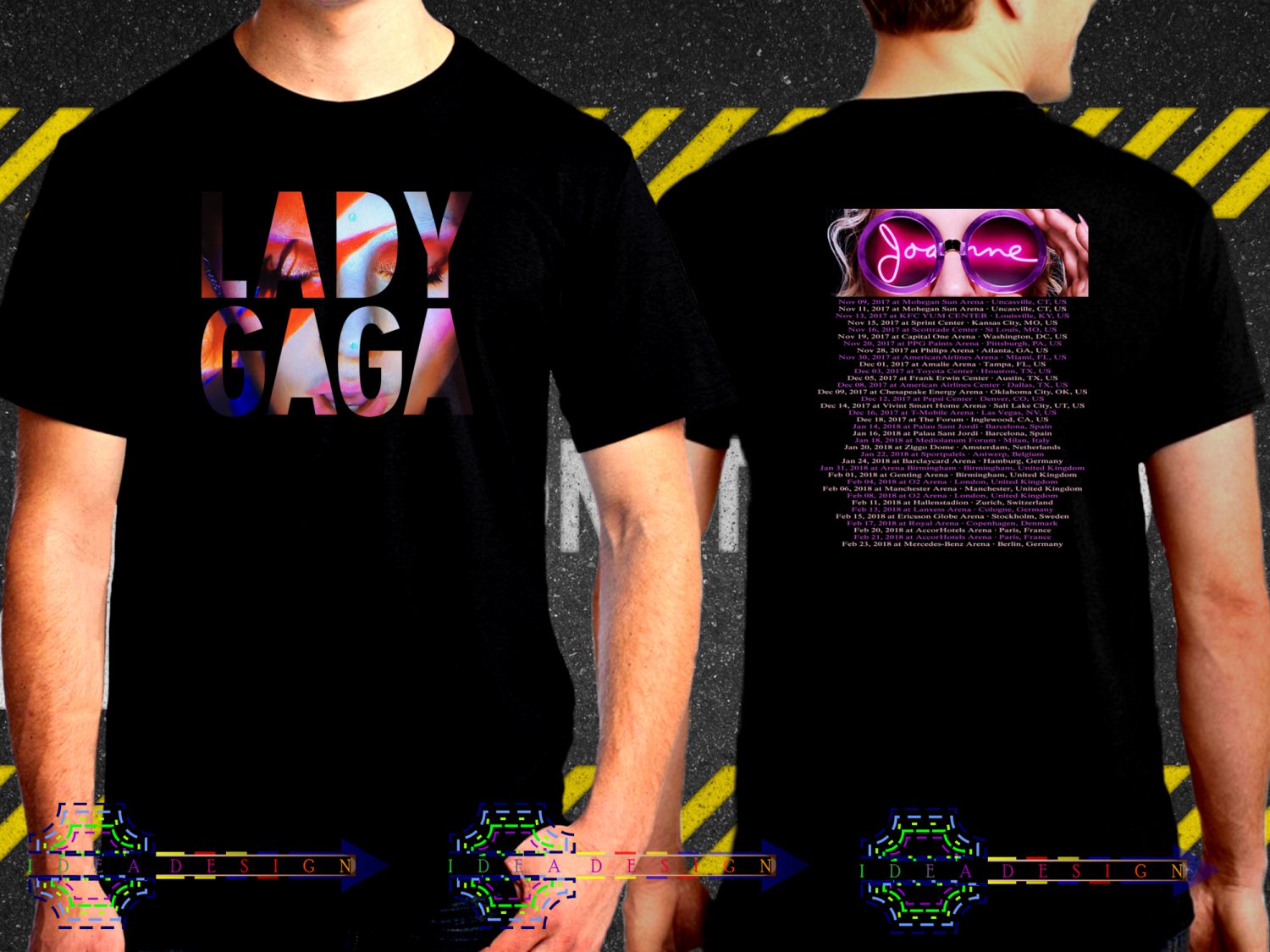 Lady Gaga Joanne Tour 2018  Black Concert Dates T-Shirt S to 3XL Lag1