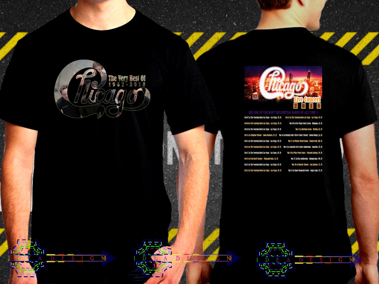 Chicago Band Tour Dates 2018 Black Concert T-Shirt S to 3XL Sizes 2C6