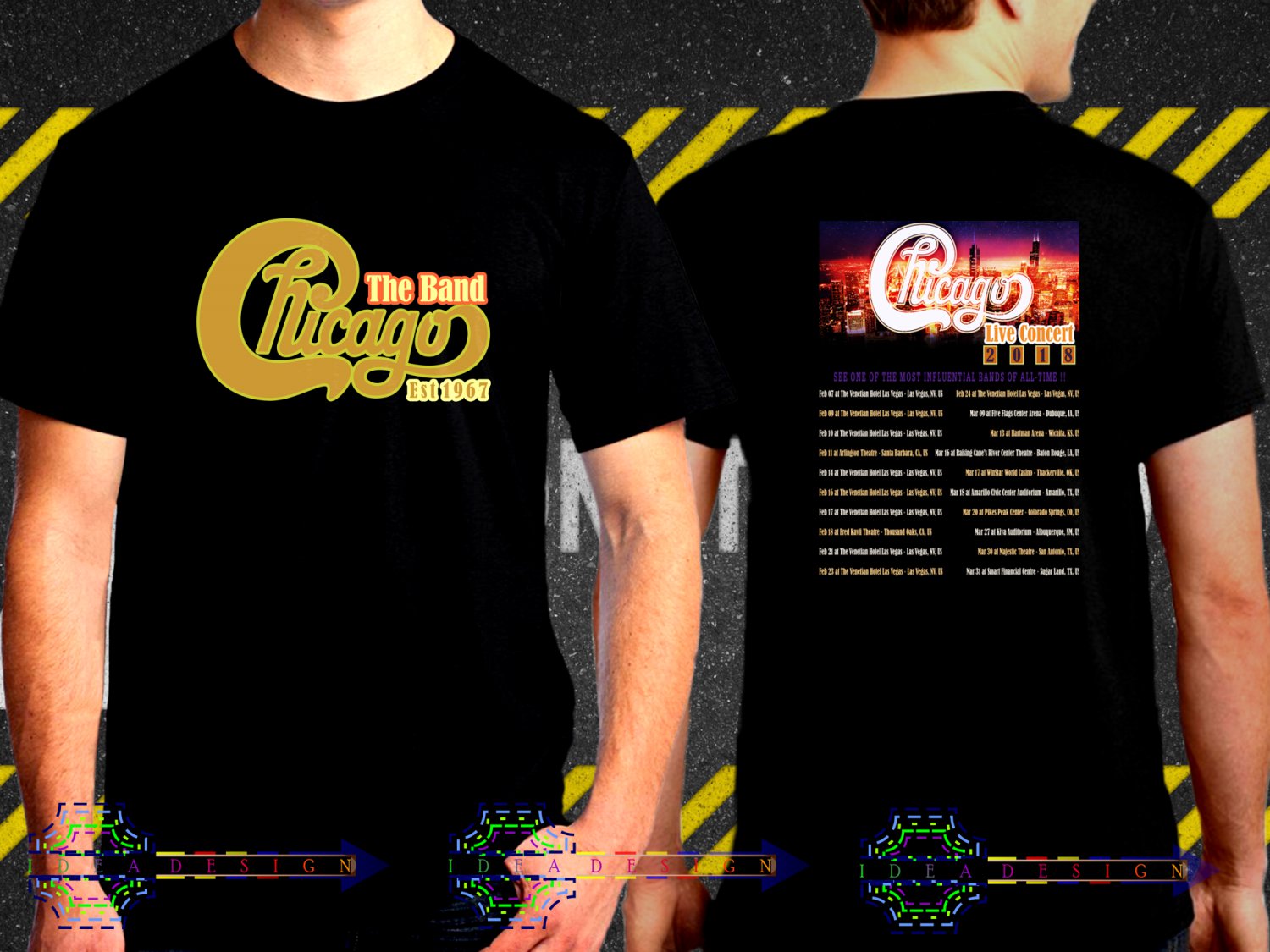 Chicago Band Tour Dates 2018 Black Concert TShirt S to 3XL Sizes 2C7