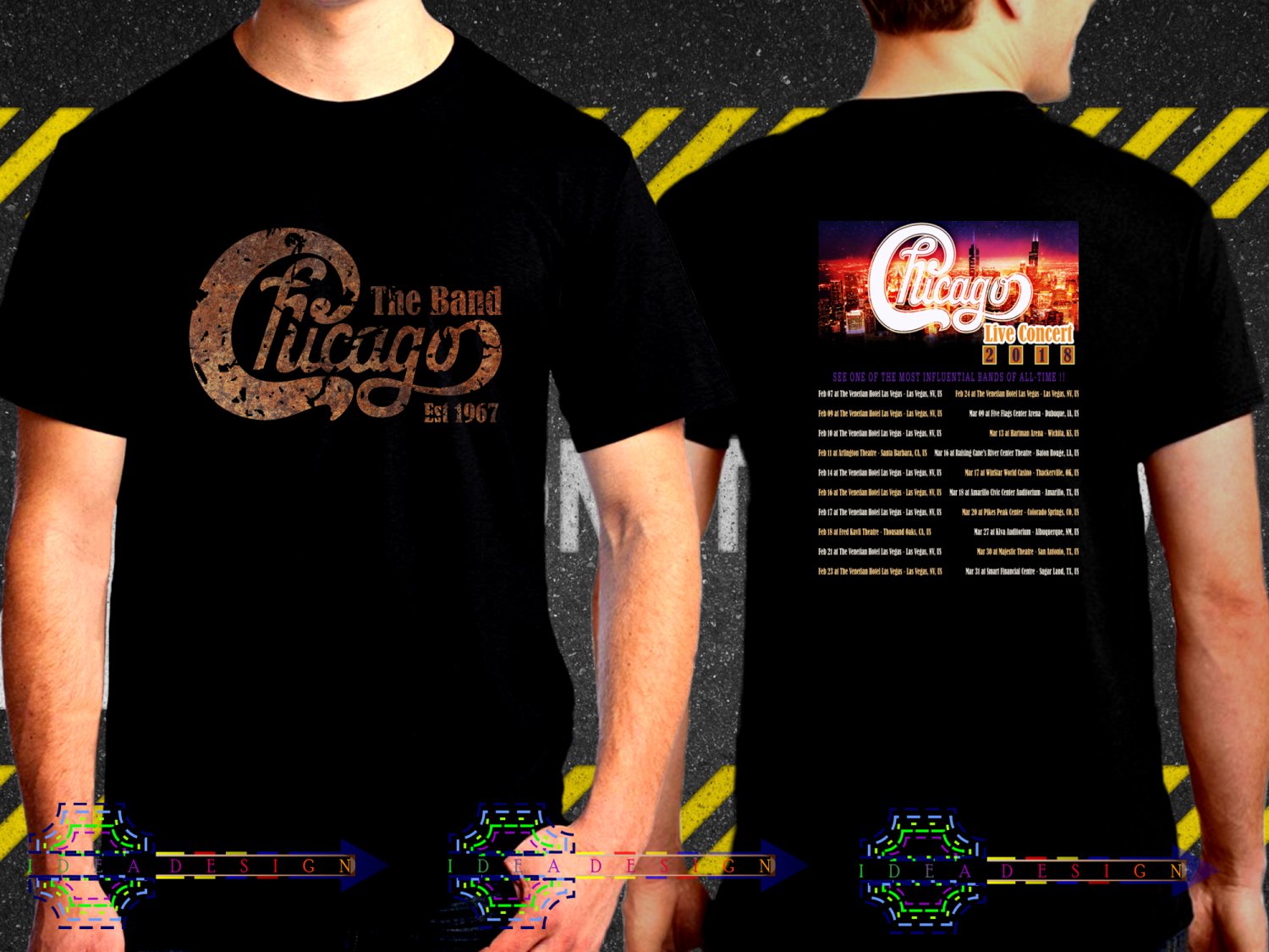 Chicago Band Tour Dates 2018 Black Concert T-Shirt S to 3XL Sizes 2C8
