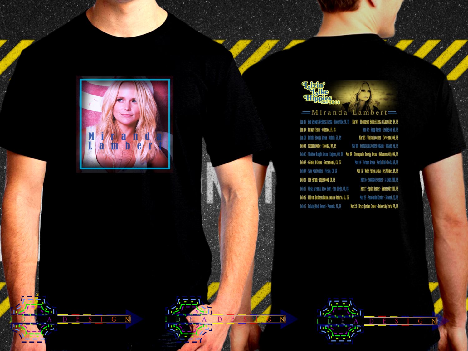 Miranda Lambert Livin Like Hippies Tour Dates 2018 Black Concert T-Shirt S to 3XL Sizes 2ML2