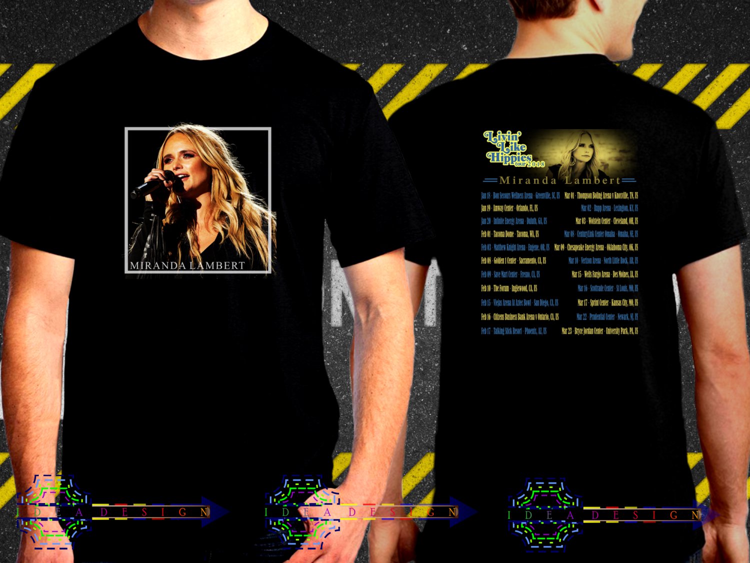 Miranda Lambert Livin Like Hippies Tour Dates 2018 Black Concert T-Shirt S to 3XL Sizes 2ML3
