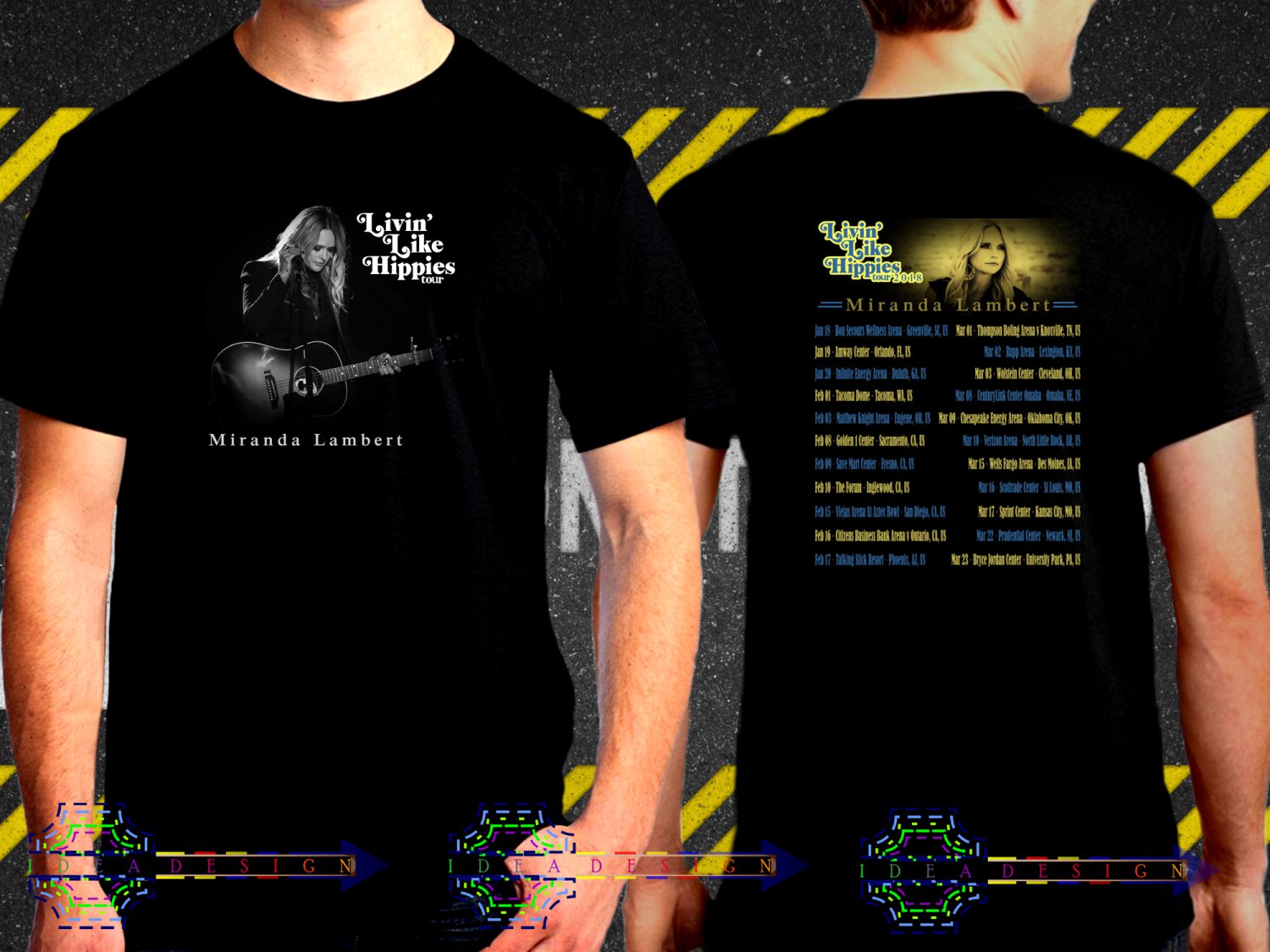 Miranda Lambert Livin Like Hippies Tour Dates 2018 Black Concert T-Shirt S to 3XL Sizes 2ML5