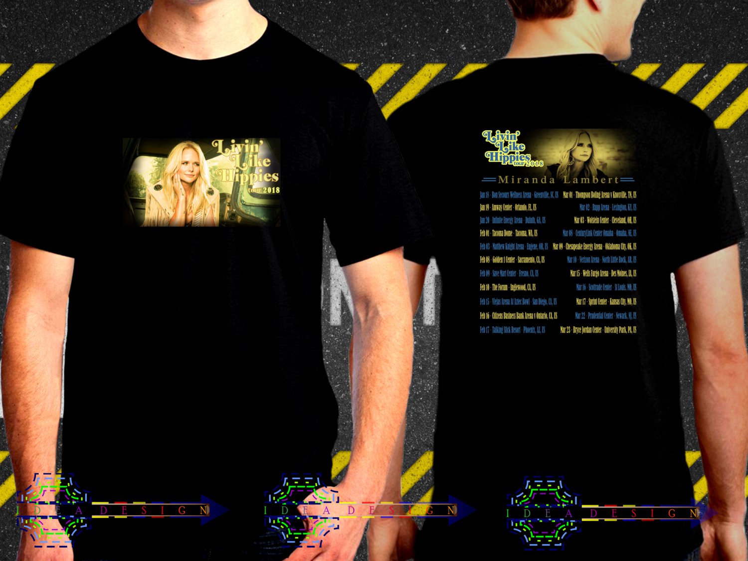 Miranda Lambert Livin Like Hippies Tour Dates 2018 Black Concert T-Shirt S to 3XL Sizes 2ML10
