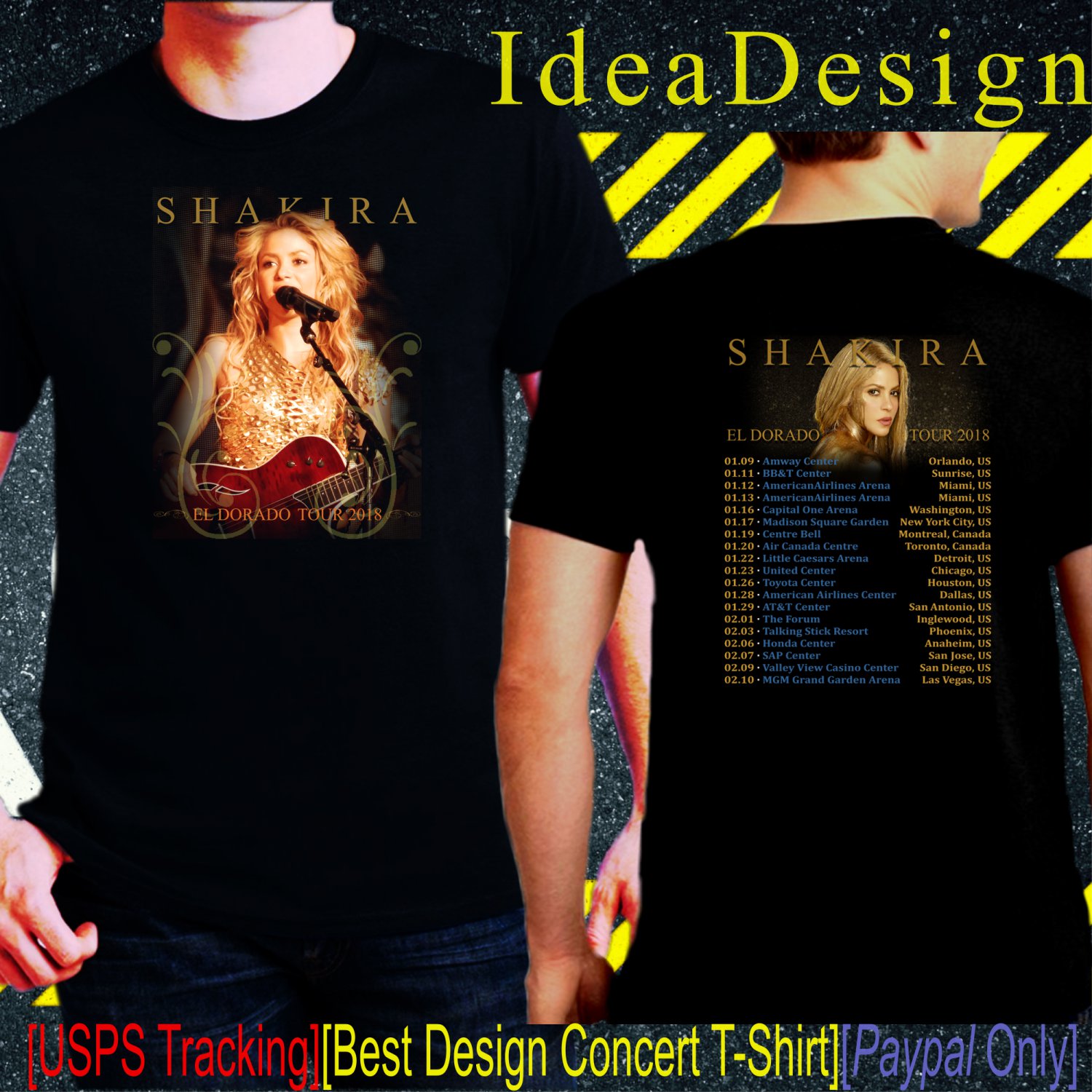 Shakira El Dorado Tour Dates 2018 Black Concert T-Shirt S to 3XL Sizes 2S1