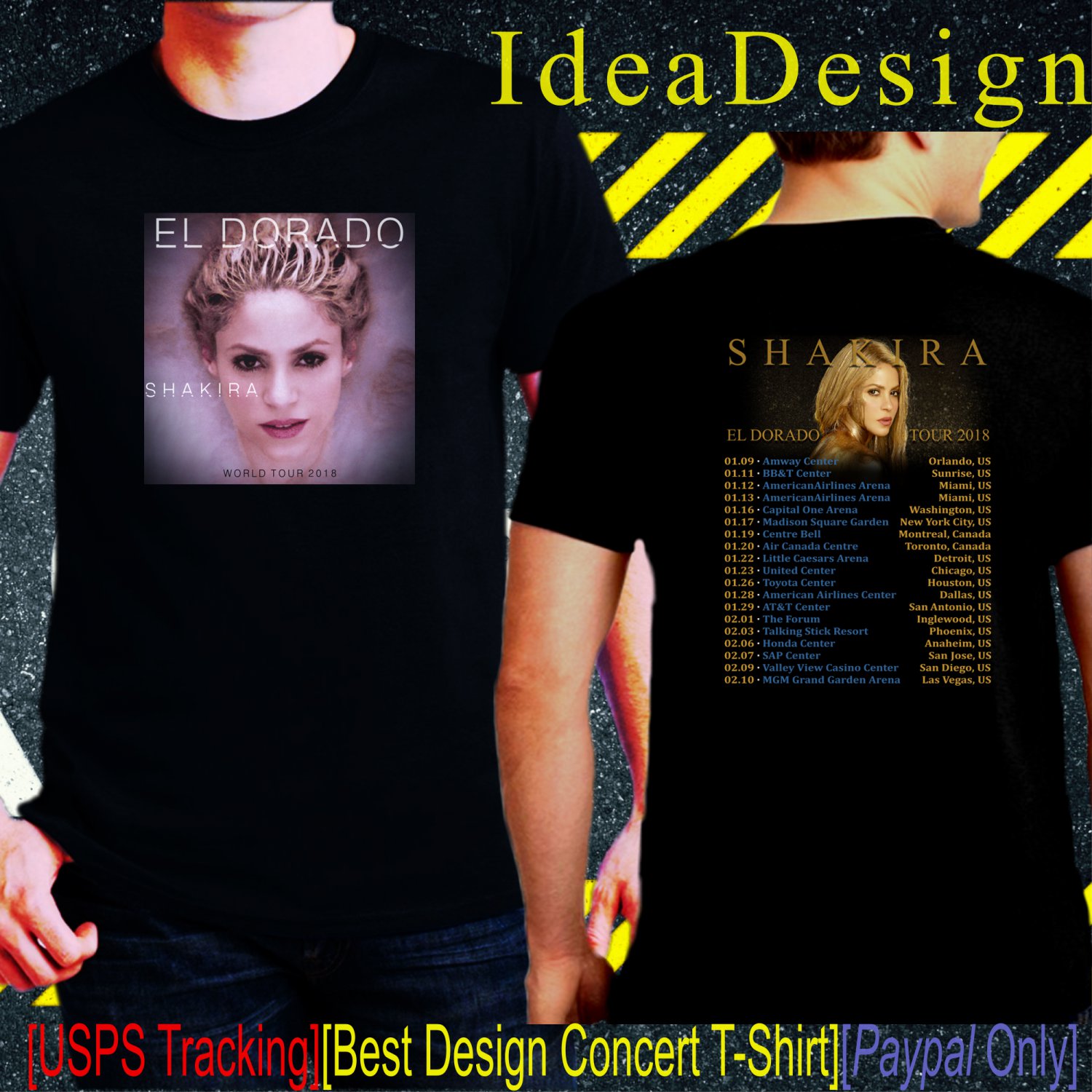 Shakira El Dorado Tour Dates 2018 Black Concert T-Shirt S to 3XL Sizes 2S6