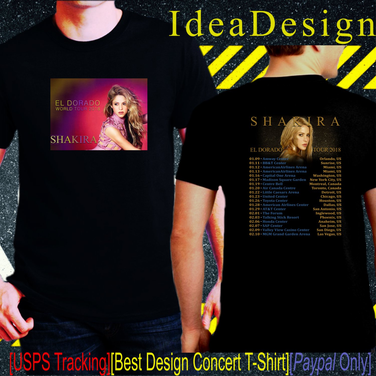 Shakira El Dorado Tour Dates 2018 Black Concert T-Shirt S to 3XL Sizes 2S7