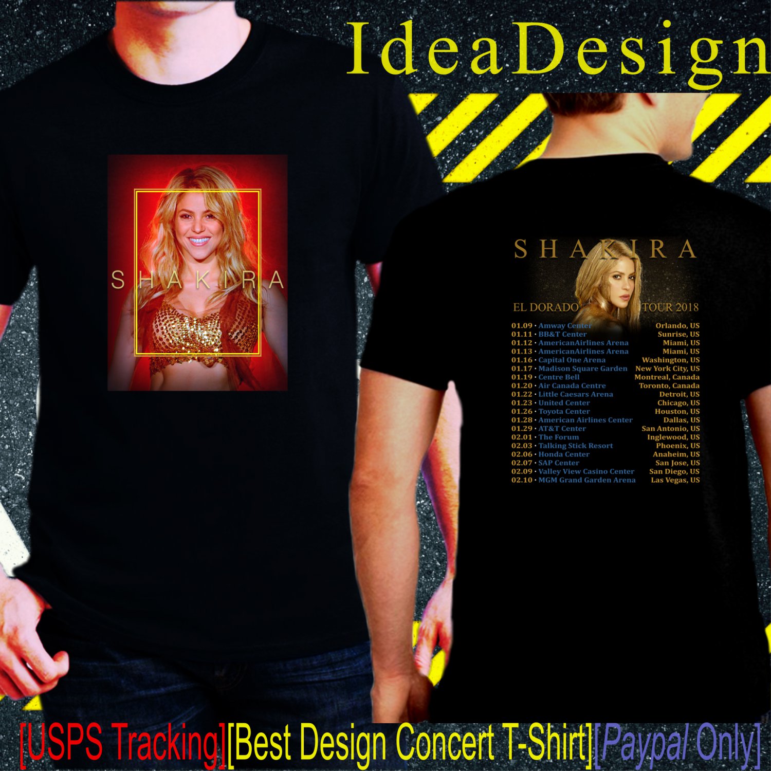 Shakira El Dorado Tour Dates 2018 Black Concert T-Shirt S to 3XL Sizes 2S8