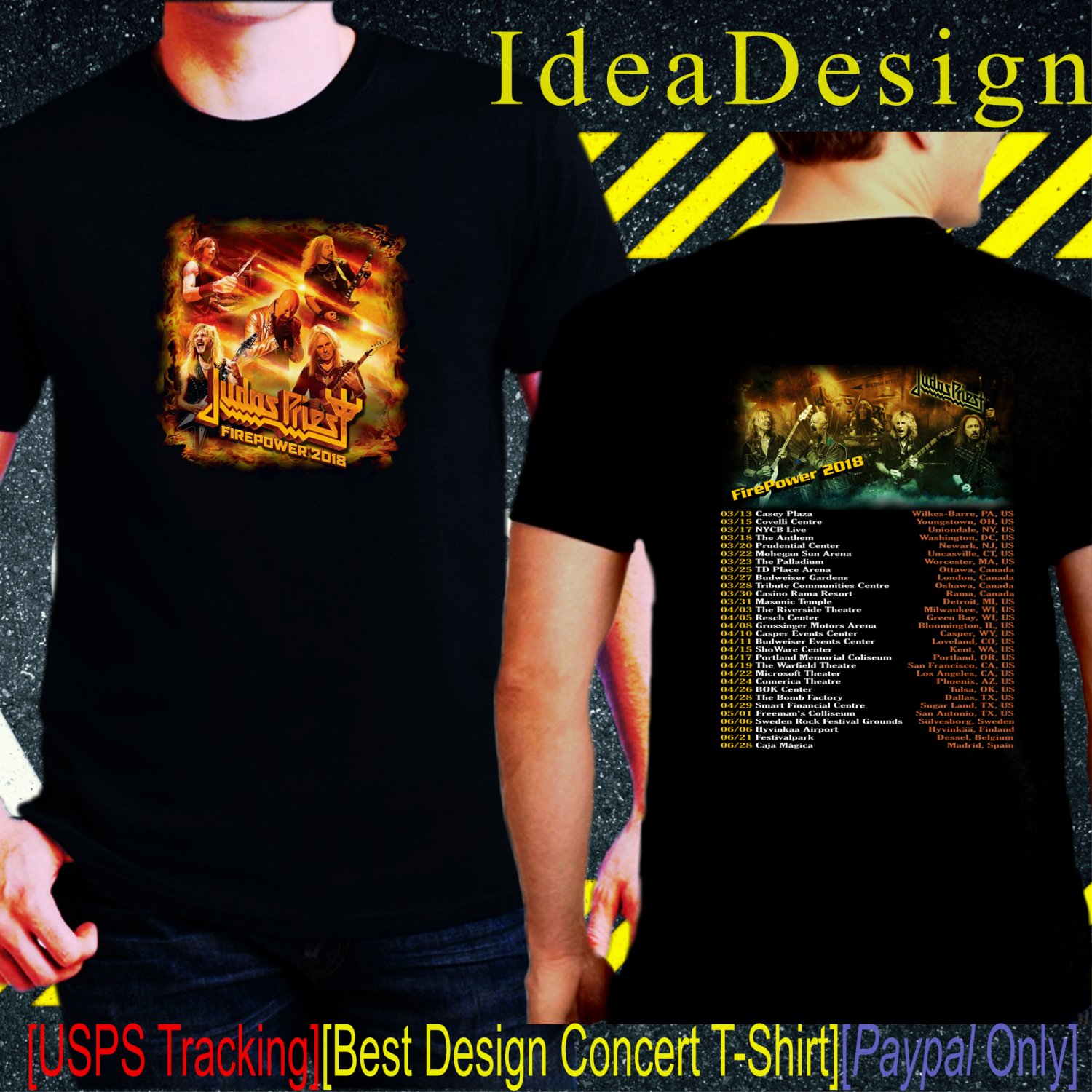 Judas Priest Fire Power Tour Dates 2018 Black Concert T-Shirt S to 3XL Sizes PR201