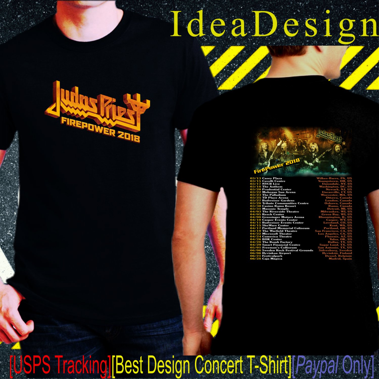 Judas Priest Fire Power Tour Dates 2018 Black Concert T-Shirt S to 3XL ...