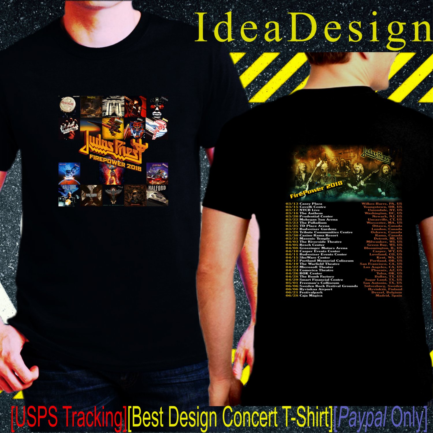 Judas Priest Fire Power Tour Dates 2018 Black Concert T-Shirt S to 3XL Sizes PR203