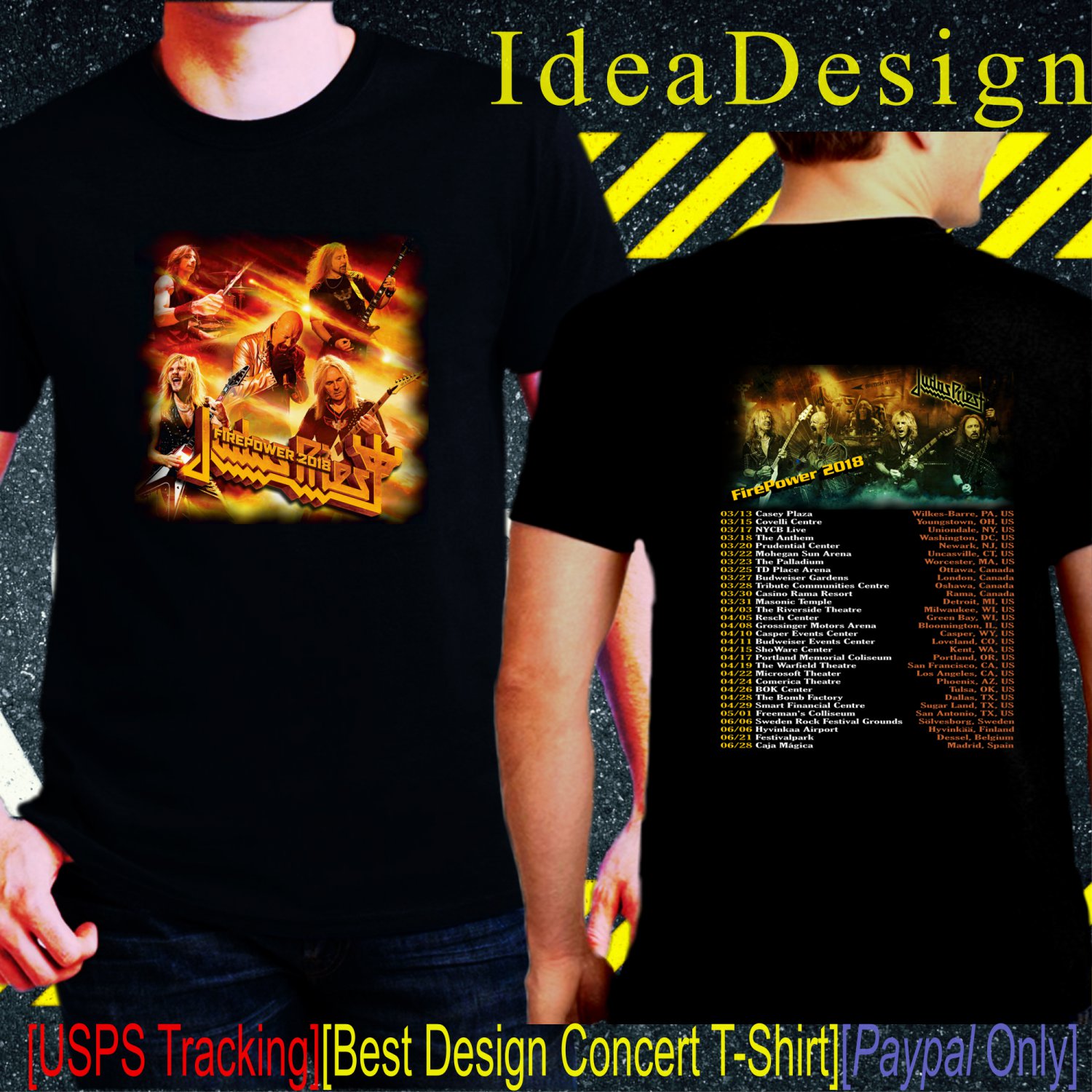 Judas Priest Fire Power Tour Dates 2018 Black Concert T-Shirt S to 3XL Sizes PR205